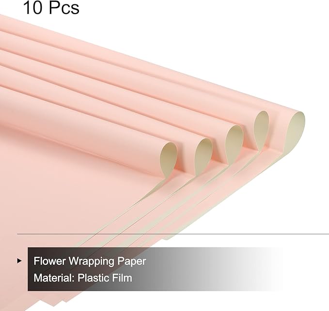 MECCANIXITY 10 Pcs Double Sided Color Flower Wrapping Paper Milk White+Pink 22.8"x22.8" Waterproof for Florist Bouquet Supplies, DIY Crafts, Gift Box Packaging