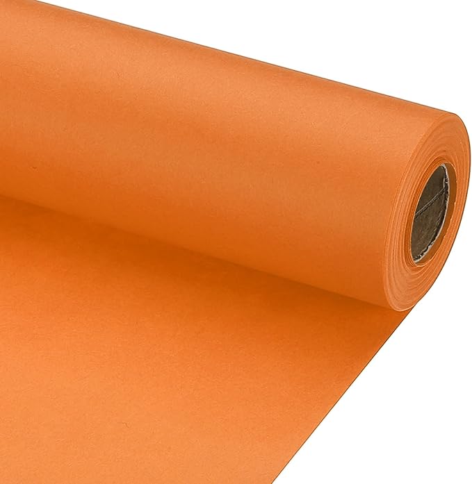 PATIKIL Wrapping Paper, 15" x 600"(49') 70 GSM Craft Paper Roll Kraft Packing Paper for Poster Bulletin Board, Gift Wrapping, Orange