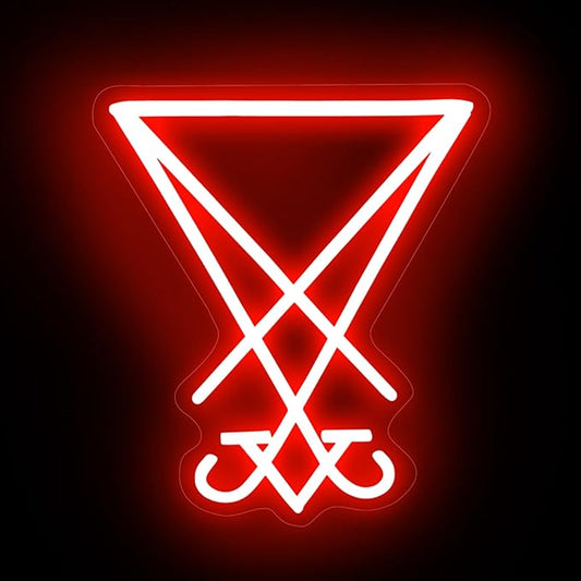 Sigil of Lucifer Gothic Baphomet Neon Light for Wall Decor, Gothic Satan Sigil,Gothic Home Decor, Witch Decor, Dark Art Decor, 3D Engraved Neon Sign For Halloween & Home Ambiance