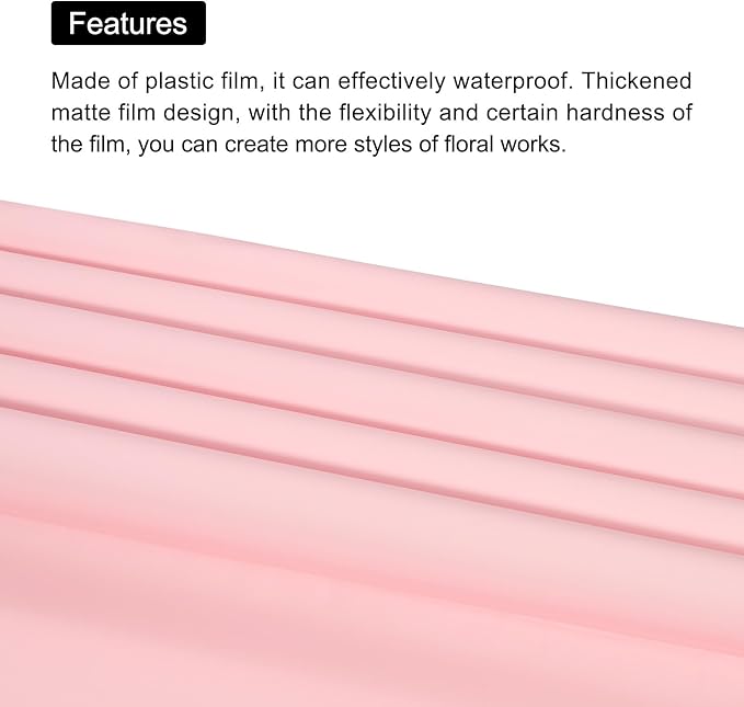 MECCANIXITY 10 Pcs Double Sided Color Flower Wrapping Paper Light Pink+Gold 22.8"x22.8" Waterproof for Florist Bouquet Supplies, DIY Crafts, Gift Box Packaging