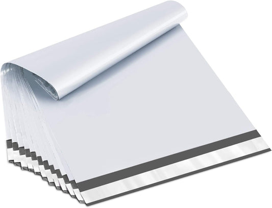 UCGOU Poly Mailers - Strong 12x15.5 Inch White Shipping Bags | 100 Pack Self-Sealing, Waterproof & Tear-Proof