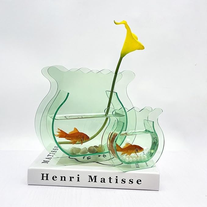 Acrylic Fish Bowl Flower Vase for Small Fish or Plant, Klein Blue Dual-Purpose Acrylic Decorative Vase for Home Office or Living Room, Modern Bud Design (Klein Blue, Regular Size)