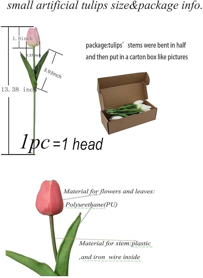 Artificial Flowers 10 Heads Mini Real Touch Artificial Tulip for Home Wedding Party Centerpiece Decoration (Sapphire Blue)