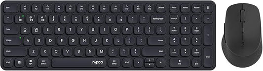 Rapoo 9360M Wireless Keyboard and Mouse Combo, Blade-Series E9310M 99-Key Ultra-Thin Keyboard and M300G Silent Mouse, Support 4 Devices, Quiet, Compact, Battery Powered, for Windows/Mac/Linux/Chrome