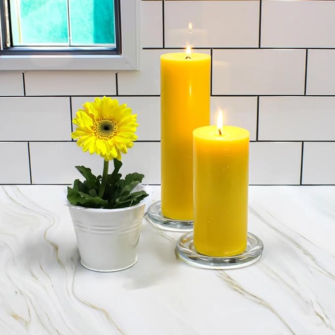 WGV Tea Light Votive Candle Holder Plate 4" W, Clear Flat Plate Glass, Small Home Accent Decor, 6 Pc