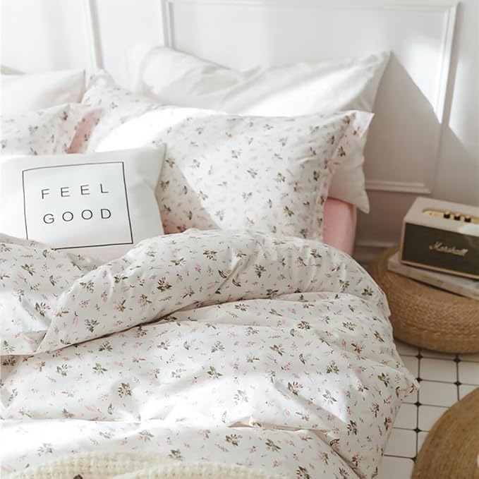 Pink Floral Comforter Set King Size Vintage Boho Floral Bedding Comforter Garden Style Aesthetic Flowers Comforter Set Fluffy Soft Cottagecore Bedding Farmhouse Botanical Comforter with 2 Pillowcases