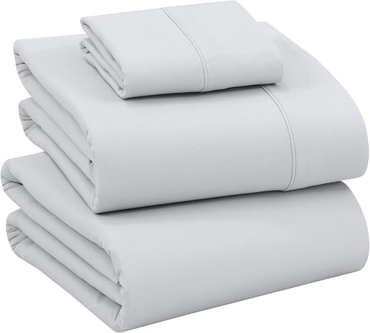 RUVANTI 100% Cotton Twin XL Sheet Sets, 3 Pieces, Soft & Breathable Percale Weave Bedding, Deep Pocket 16", Hotel Standard, Crisp Cool Feel, Durable, Perfect Size Dyed Sheets, Quiet Gray