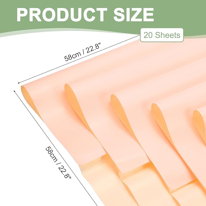 PATIKIL Flower Gift Wrapping Paper, 20 Sheets Double Sided Waterproof Bouquet Paper Wrap Florist Packaging Floral Papers for Wedding DIY Craft Valentine Mother's Day, Orange
