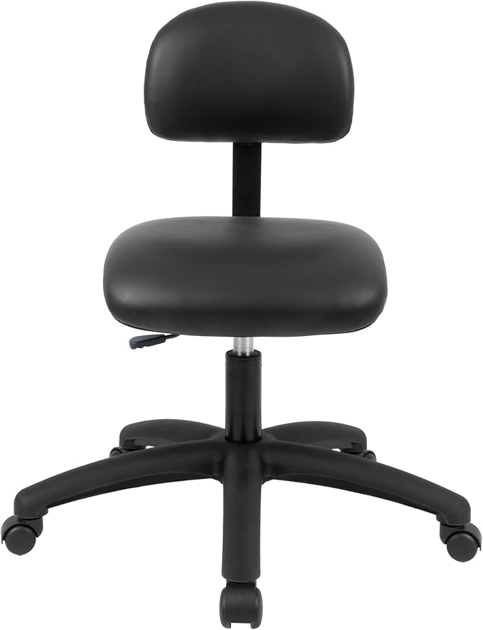 Chair Master FSS Series Square seat Medium (19"-27") seat Height Chair. Vinyl-for Office, Garage, Desk, Shop, Computer, Doctor, Medical, Easy to Clean! No Footring (Black, Medium, _Standard Casters)