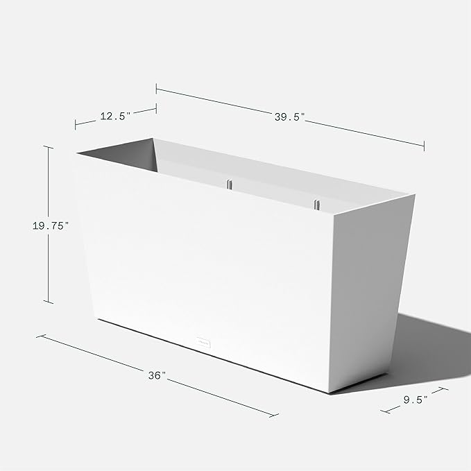Veradek Pure Series Midori Trough Planter - Large Rectangular Planter for Indoor or Outdoor Deck/Porch | Durable All-Weather Use with Drainage Holes | Modern Decor for Shrubs, Flowers, Small Plants