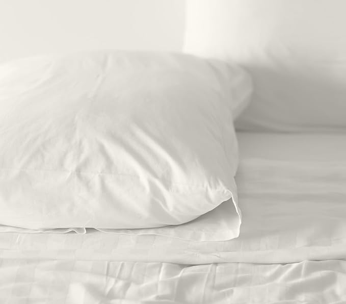RUVANTI 100% Cotton Twin XL Sheet Sets, 3 Pieces, Soft & Breathable Percale Weave Bedding, Deep Pocket 16", Hotel Standard, Crisp Cool Feel, Durable, Perfect Size Dyed Sheets, Ivory