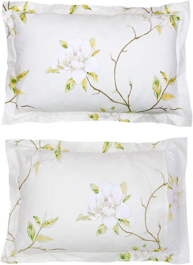FADFAY White Floral Duvet Cover Set 100% Cotton Farmhouse Bedding with Hidden Zipper Closure 3 Pieces, 1duvet Cover & 2pillowcases,King/California King Size