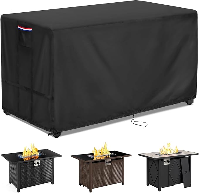 Youlvy Fire Pit Cover Rectangular 54 Inch - Waterproof Outdoor Fire Table Cover Rectangle Heavy Duty, 600D Patio Propane Gas Firepit Cover Rectangular Tear Weather Resistant - 54 x 22 x 24 Inch