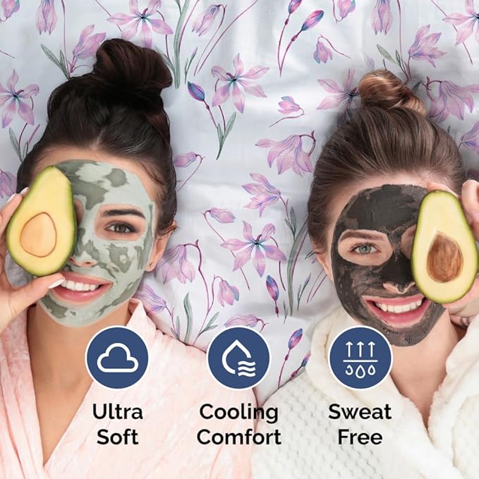 Floral Sheets - Pink Floral Bed Sheet Set - 1 Flat & 1 Fitted & 2 Pillowcases w/ Deep Pockets - Comfy, Wrinkle & Fade Free - Boho Botanical Bedding - Ultra-Soft, Breathable & Cooling - King Size Set