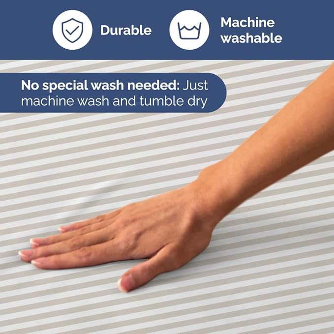Light Grey and White Striped Sheets - 1 Flat & 1 Fitted Sheet & 2 Pillowcases w/ Deep Pockets - Wrinkle & Fade Resistant, Ultra-Soft, Breathable & Cooling - Luxury Pinstripe Bedding - King Size