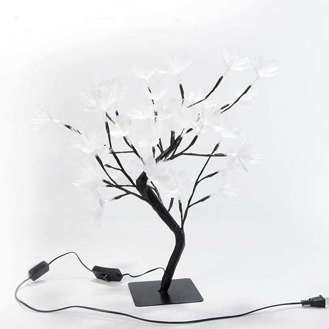 Fiber Optic Flower Tree Lamp - 48 LED Table Night Light USB Powered Artificial Flower Bonsai Tree Lamp Bedroom Living Room Decor Valentine's Day Birthday Gift for Women Girls Mother (Multicolor)