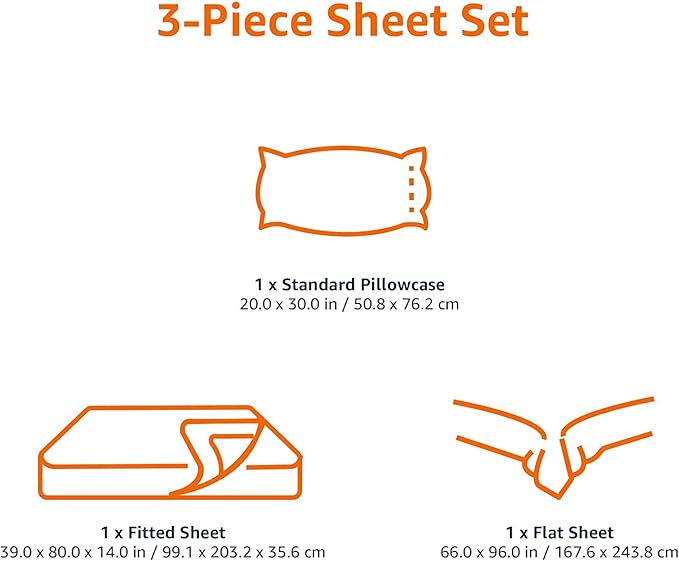 Amazon Basics Lightweight Super Soft Easy Care Comfortable Microfiber 3 Piece Bed Sheet Set with 14-inch Deep Pockets, Twin XL, Dark Gray, Solid (Pack of 4)
