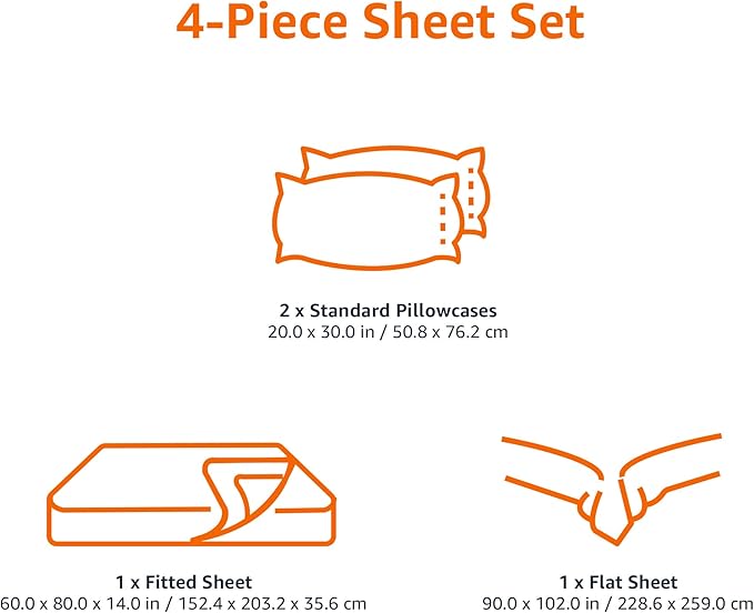 Amazon Basics Lightweight Super Soft Cooling, Easy Care Breathable Wrinkle Free Microfiber Comfortable 4-Piece Bed Sheet Set with 14-Inch Deep Pockets, Queen, Taupe, Solid
