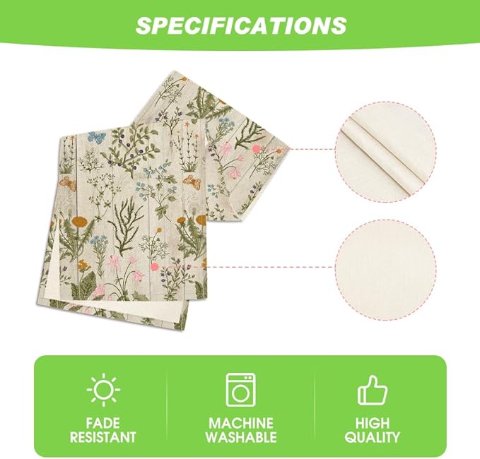 Artoid Mode Wood Wild Flowers Floral Spring Table Runner, Seasonal Summer Kitchen Dining Table Decoration for Home Party Decor 13x90 Inch