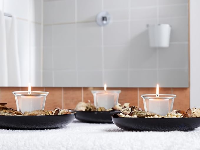 WGV Flare Lip Cylinder Tea Light Votive Candle Holder 2.4" W x 1.75" H, Clear Oyster Glass Cup, Small Accent Decor, 1 Pc