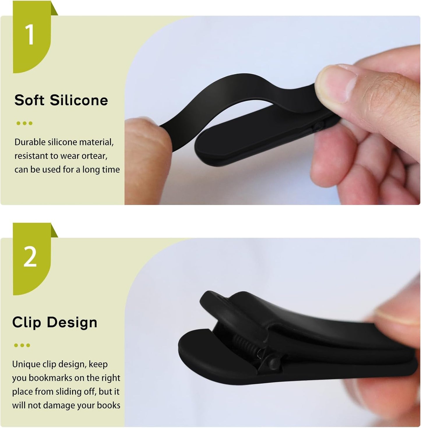 SMUK 3pcs Silicone Bookmarks - Cute Automatic Page Keepers for Book Lovers | Ideal Gifts for Readers