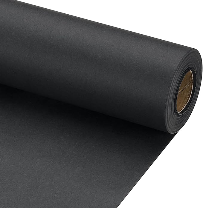PATIKIL Wrapping Paper, 15" x 600"(49') 70 GSM Craft Paper Roll Kraft Packing Paper for Poster Bulletin Board, Gift Wrapping, Black