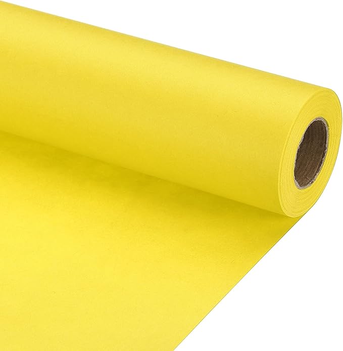 PATIKIL Wrapping Paper, 12" x 500"(42') 70 GSM Craft Paper Roll Kraft Packing Paper for Poster Bulletin Board, Gift Wrapping, Yellow