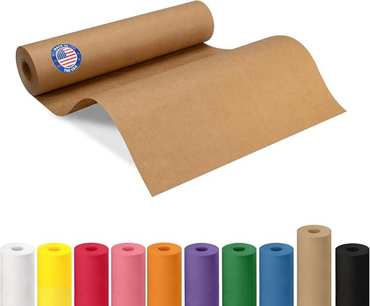 12" x 1200" (100 feet) Brown Kraft Paper Roll - USA-Made Quality Craft Paper for Gift Wrapping, Kids' Arts & Crafts, School Projects - 100% Recycled Natural Material 50lb Thickness by IDL Packaging