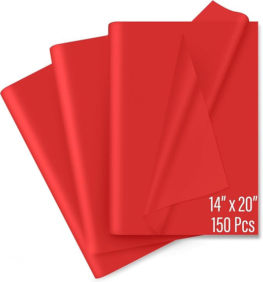 SANZIX 150 Sheets Red Tissue Paper for Gift Bags Bulk 14 x 20 Inch - Red Christmas Wrapping Paper for Romantic Wrap, Christmas Gifts, Valentine’s Day, Bouquet, Party, Holiday & Xmas Decorations
