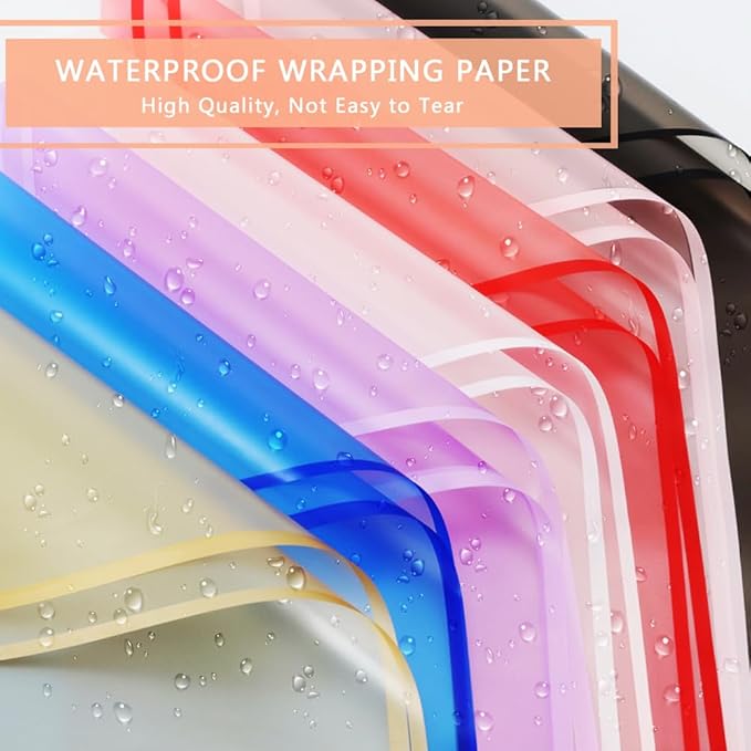 Silver Flower Wrapping Paper, Waterproof Floral Bouquet Wrapping Paper Florist Supplies, 20 Sheets