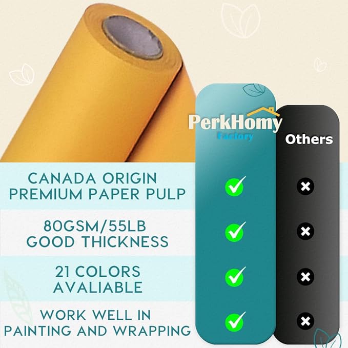 PerkHomy Orange Kraft Paper Roll 17.5" x 960" (80') for Gift Wrapping Bouquet Flower Art Painting Craft Writing Packaging Shipping 80GSM 55LB (Orange, 17.5" x 80')