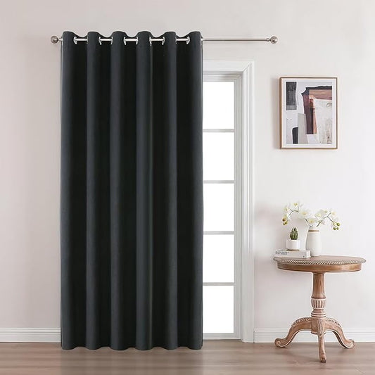 Joydeco Charcoal Grey Blackout Curtains 90 Inches Long, Curtains 90 Inch Length 1 Panel for Bedroom, Thermal Insulated Linen Black Out Curtains with Grommets(100x90, Charcoal Grey)
