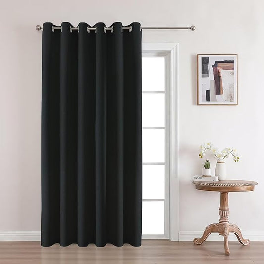 Joydeco Blackout Curtains 84 Inch Length, 1 Panel for Bedroom, Thermal Insulated Linen Black Out Curtains with Grommets (100x84)