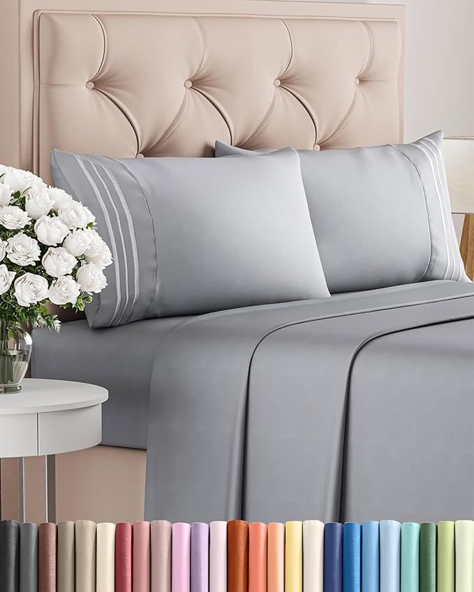 Cal King Size 4 Piece Sheet Set - Comfy Breathable & Cooling Bed Sheets Set - Hotel Luxury Bedding for Women, Men, Kids, Teens, Boys & Girls - Deep Pockets, Soft, Wrinkle Free - Oeko-Tex - Steel Blue