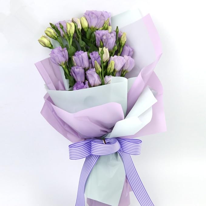 BBJ WRAPS Korean Style Flower Wrapping Paper Floral Bouquet Gift Packaging Supplies Multi Colors 20 Counts (Pale Blue)