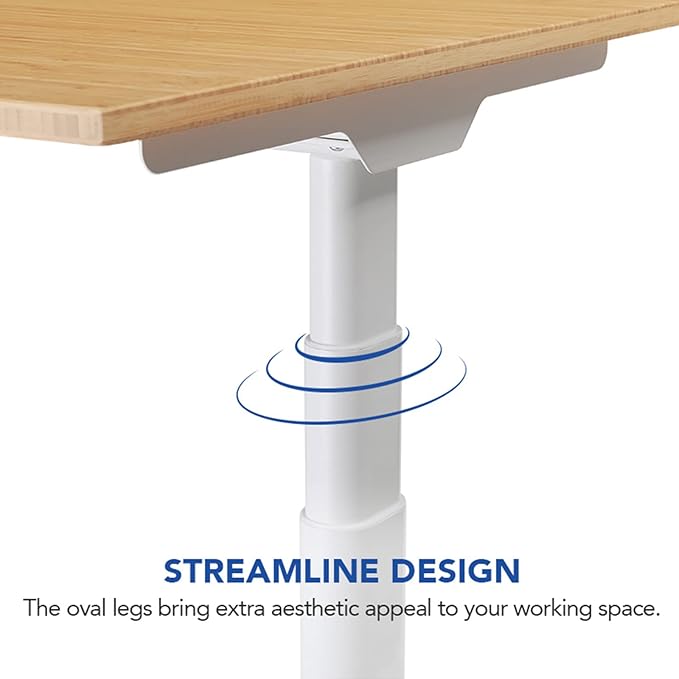 FLEXISPOT E6 Pro Oval Leg Dual Motor 3 Stages Bamboo Electric Standing Desk 60x30 Inch Whole-Piece Board Height Adjustable Electric Sit Stand Up Desk (White Frame + Bamboo Desktop)