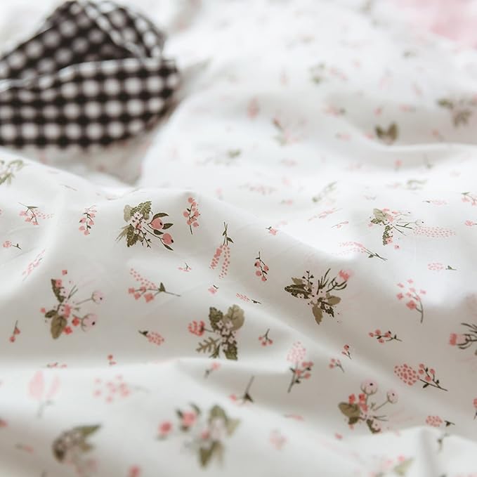 HighBuy Vintage Floral Comforter Set King Size White Pink Floral Bedding Sets Aesthetic Chic Flower Botanical Comforter Set for King Bed,1 Pink Floral Comforter with 2 Pillowcases,All Season