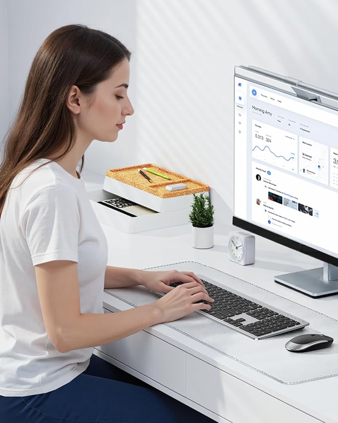 seenda Wireless Keyboard and Mouse Combo Full Size Slim Thin Wireless Keyboard Mouse with On/Off Switch on Both Keyboard and Mouse - (Black and Silver)