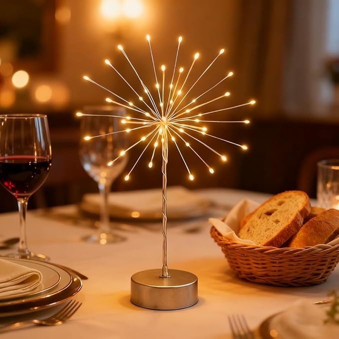 Nest and Flowers Table Lights, Firework LED Decorative Lamp, Christmas Decoration for Party, Romantic Ambient Lighting for Bedroom Living Room, Indoor Decor Gift for Family & Friends(1PC,White Light)