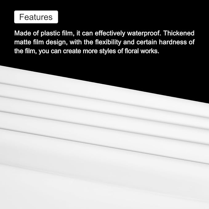 MECCANIXITY 10 Pcs Double Sided Color Flower Wrapping Paper White+Gold 22.8"x22.8" Waterproof for Florist Bouquet Supplies, DIY Crafts, Gift Box Packaging