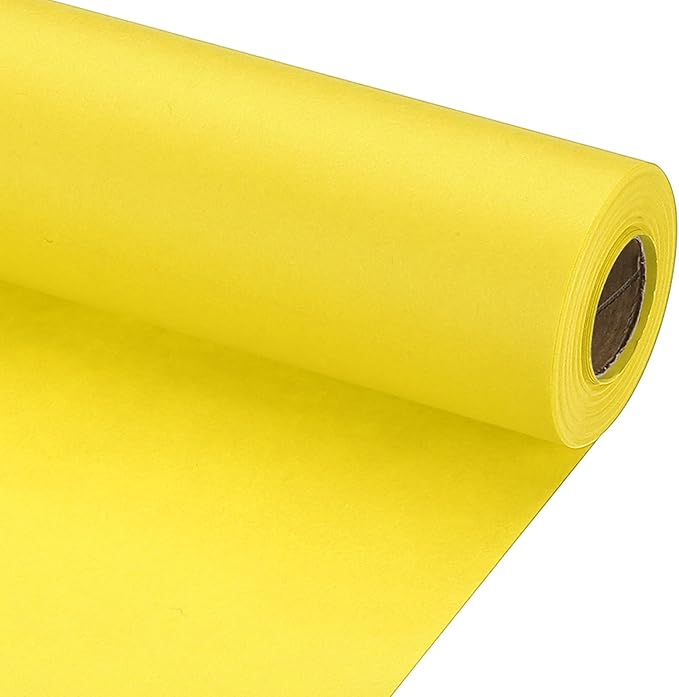 PATIKIL Wrapping Paper, 17" x 600"(49') 70 GSM Craft Paper Roll Kraft Packing Paper for Poster Bulletin Board, Gift Wrapping, Yellow
