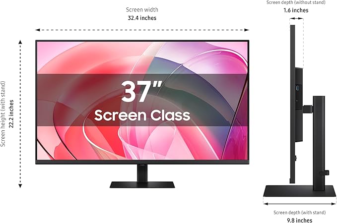Samsung 37" ViewFinity S7 (S70D) 4K UHD HDR10 High Resolution Monitor, DP Port, TUV-Certified, 2025, LS37D700EANXZA