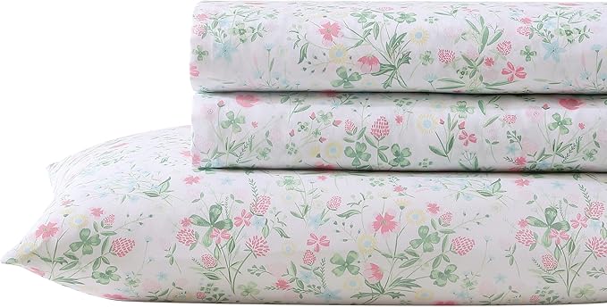 Laura Ashley Kids - Queen Sheet Set, Soft & Wrinkle-Resistant Toddler Bedding Set, Fun & Whimsical Bedroom Decor, Ideal Girl Room Essentials, Bed Sheets with Matching Pillowcases (Posey Dance Pink)