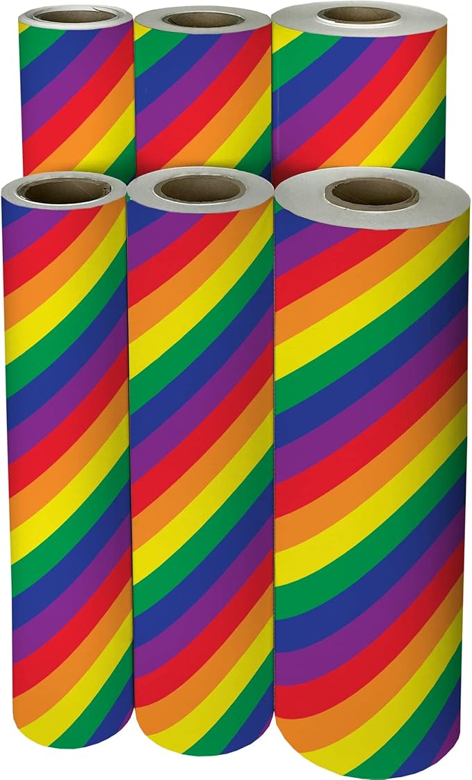 Jillson Roberts Bulk Gift Wrap, Everyday Gift Wrapping Supplies, Rainbow Stripe, 1/4 Ream 208 feet x 24 inches