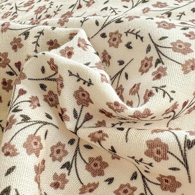 EAVD Chic Garden Small Floral Duvet Cover Queen Soft 100% Muslin Cotton Feel Gauze Vintage Floral Bedding Set with 2 Pillowcases Cottagecore Botanical Print Duvet Cover with Zipper Closure