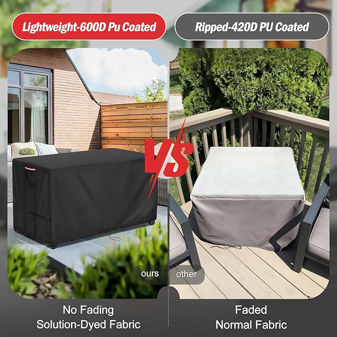 Youlvy Fire Pit Cover Rectangular 58 Inch - Waterproof Outdoor Fire Table Cover Rectangle Heavy Duty, 600D Patio Propane Gas Firepit Cover Rectangular Tear Weather Resistant - 58 x 20 x 18 Inch
