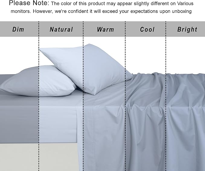 RUVANTI 100% Organic Cotton Sheets Twin Size, Percale Weave, GOTS Certified, 3-Piece Set, Deep Pocket 15", Crisp & Breathable, Soft Durable Bedding, Sábanas Algodón Orgánico – Arctic Ice