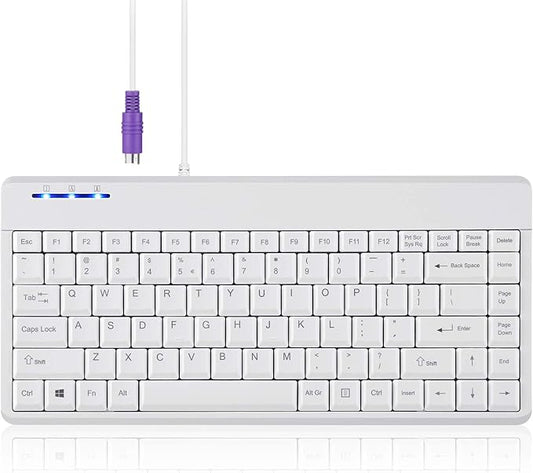 Perixx PERIBOARD-409PW Wired PS2 Mini Keyboard - 12.36x5.75x0.79 inches Dimension - White - US English Layout,PB-409PWUS-11829