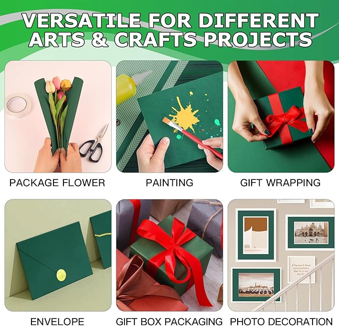 Vanhench 48" x 2400" (200') Light Green Wrapping Paper, Solid Color Kraft Paper for Christmas Gift Wrap & Art Craft Supplies, Construction, Poster, Bulletin Board, Floor Covering, Table Runner