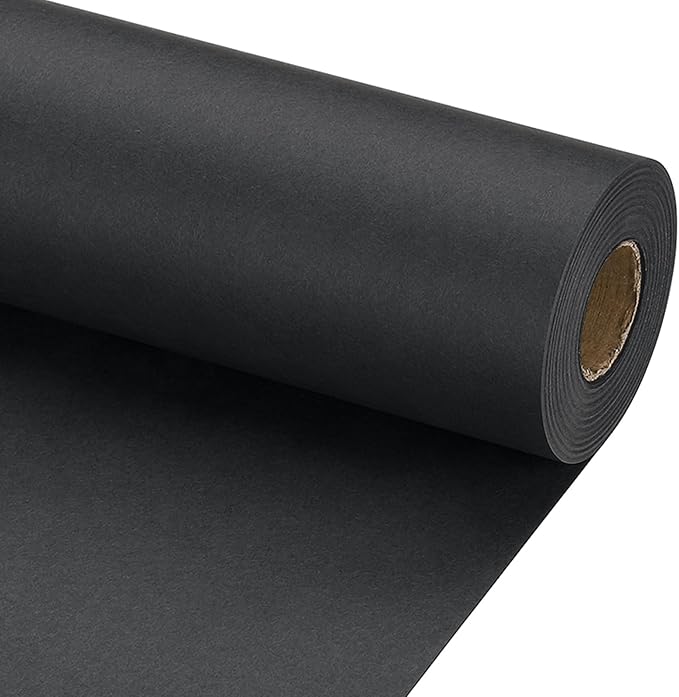 PATIKIL Wrapping Paper, 20" x 700"(59') 70 GSM Craft Paper Roll Kraft Packing Paper for Poster Bulletin Board, Gift Wrapping, Black